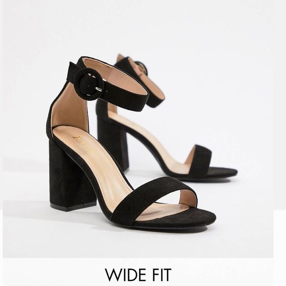 ASOS Shoes - RAID Wide Fit Genna black suede block heeled sandals